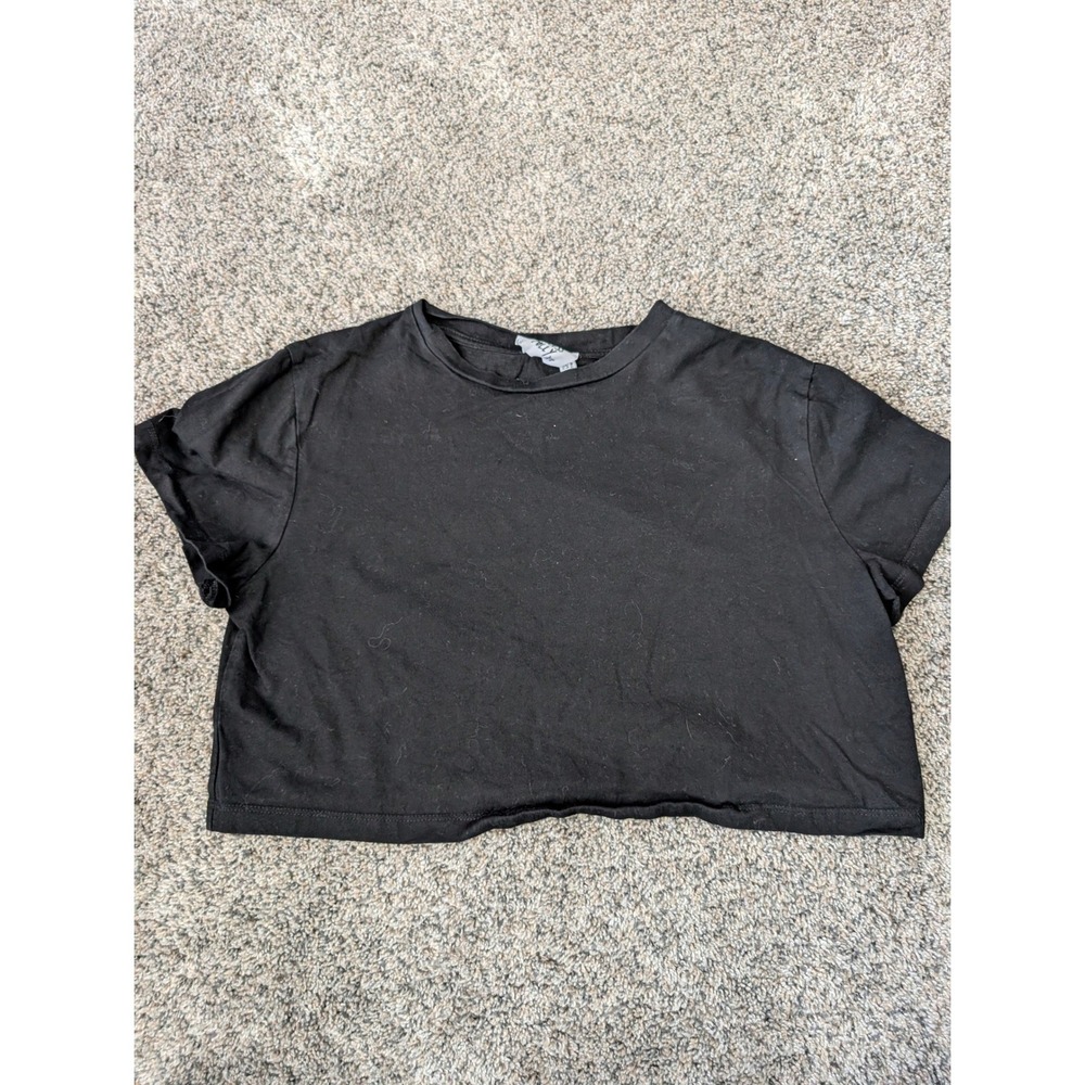 Princess Polly Womens Black‎ Short Sleeve Boxy Crop Top Crew Neck Size US 2